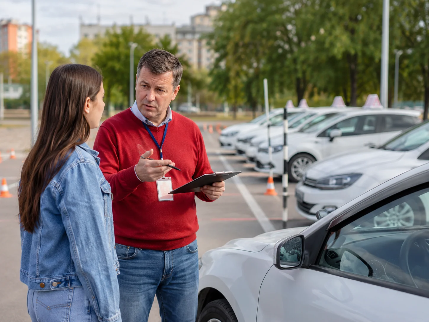 Практическое занятие на автодроме автошколы «Формула» в Тюмени перед выездом в город.